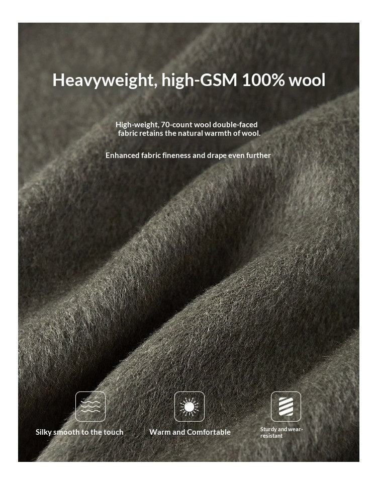 QuQuOuYang - 100% Wool Double-Face Belted Coat with Convertible Collar