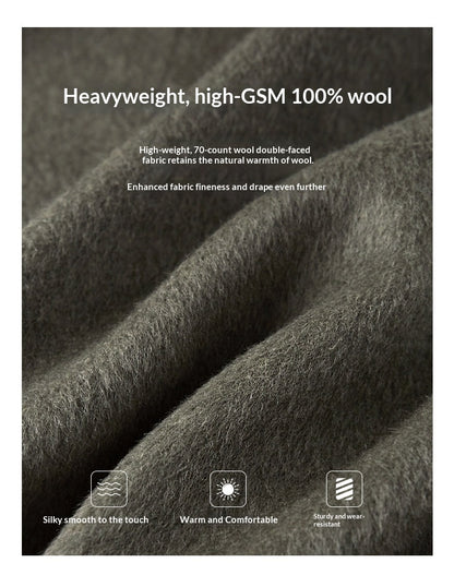 QuQuOuYang - 100% Wool Double-Face Belted Coat with Convertible Collar