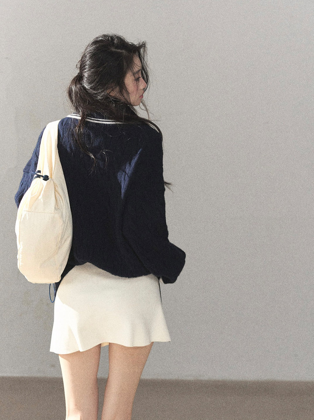 AOMALM - "Navy in Negative Space" Navy Academy-Style Knit Two-Piece Set