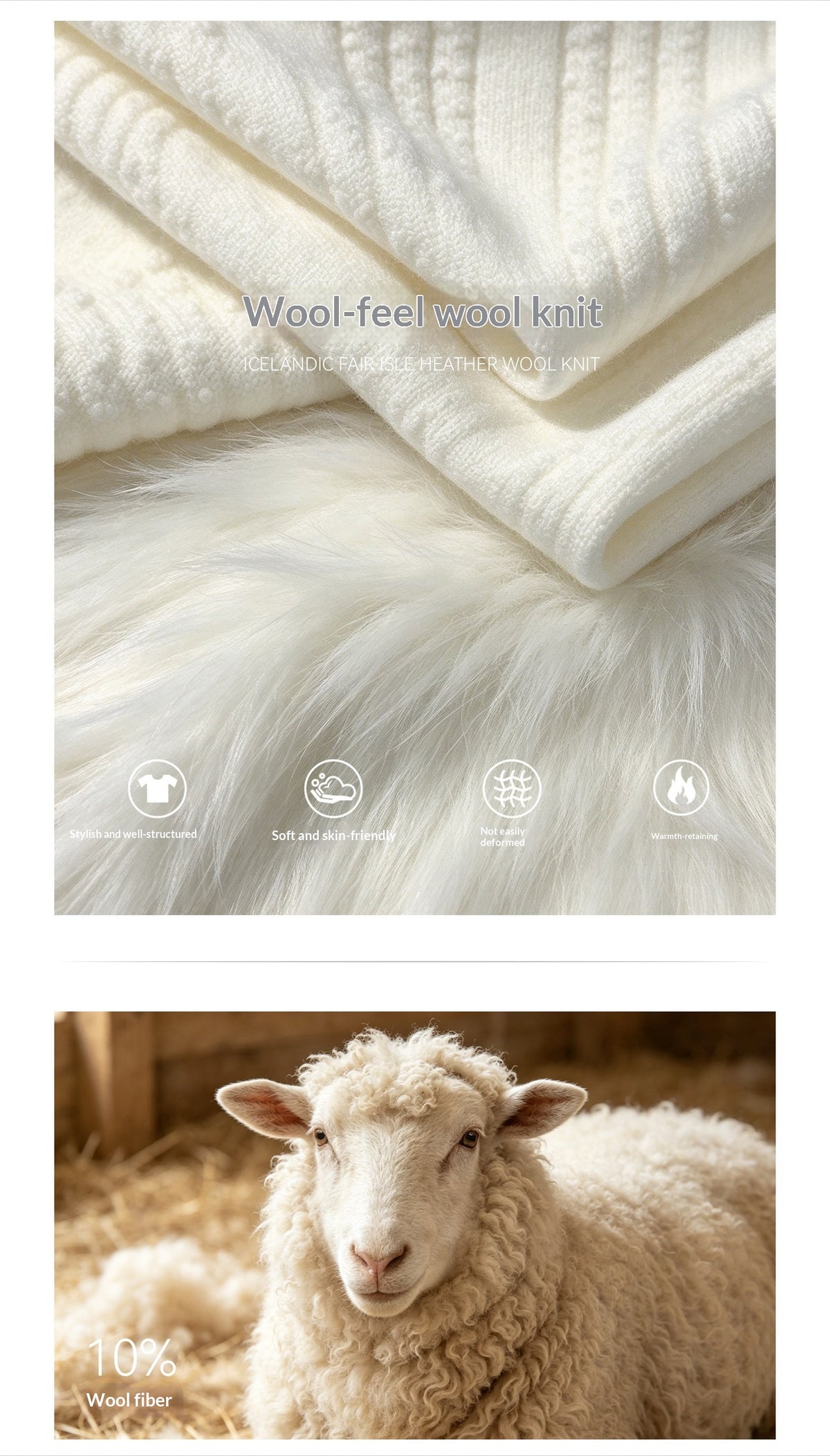 AOMALM - "Wrapped in the Evening Breeze" Milk Rice White Sailor-Collar Wool-Blend Knit Sweater