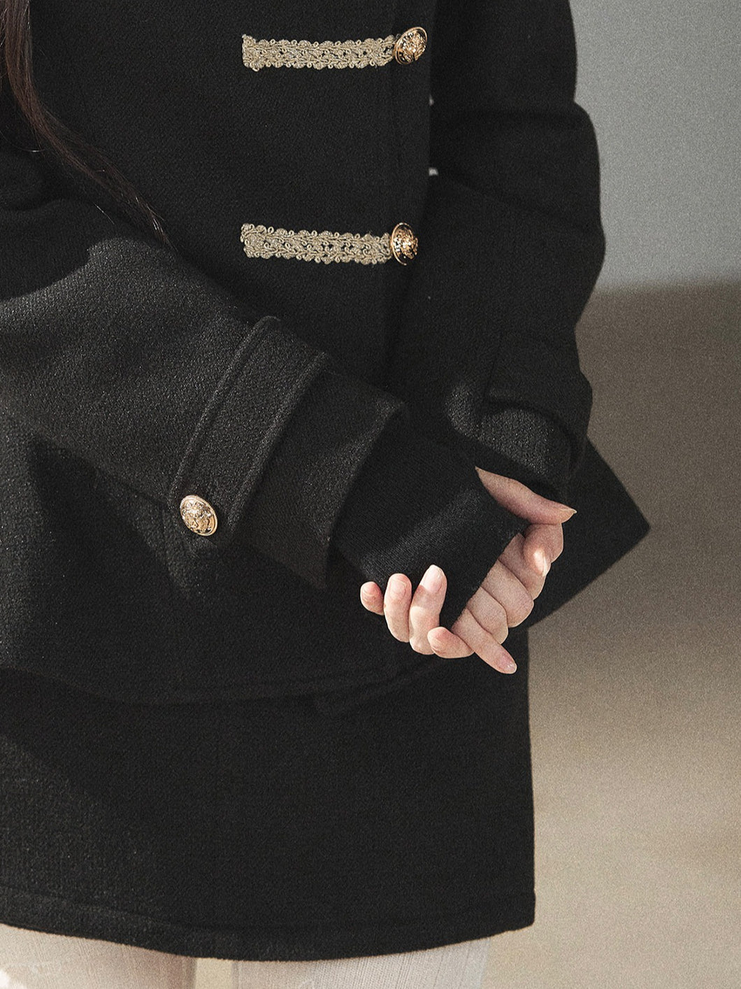 AOMALM - Quiet Black Fitted Fish-Tail Jacket & A-Line Skort Set