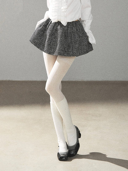 AOMALM - Black & Pearl White Tweed Jacket, Lace Blouse & Mini Skirt Set