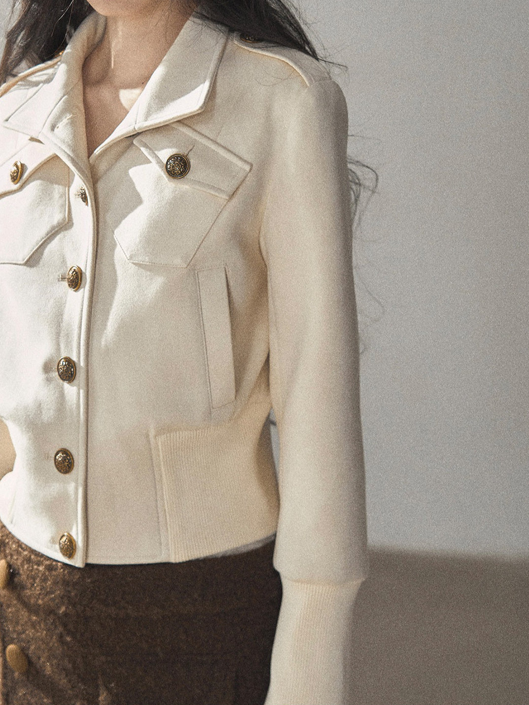 AOMALM - "The Grace of Restraint" Dutch Cheese Faux-Suede Cropped Coat