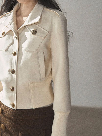 AOMALM - "The Grace of Restraint" Dutch Cheese Faux-Suede Cropped Coat