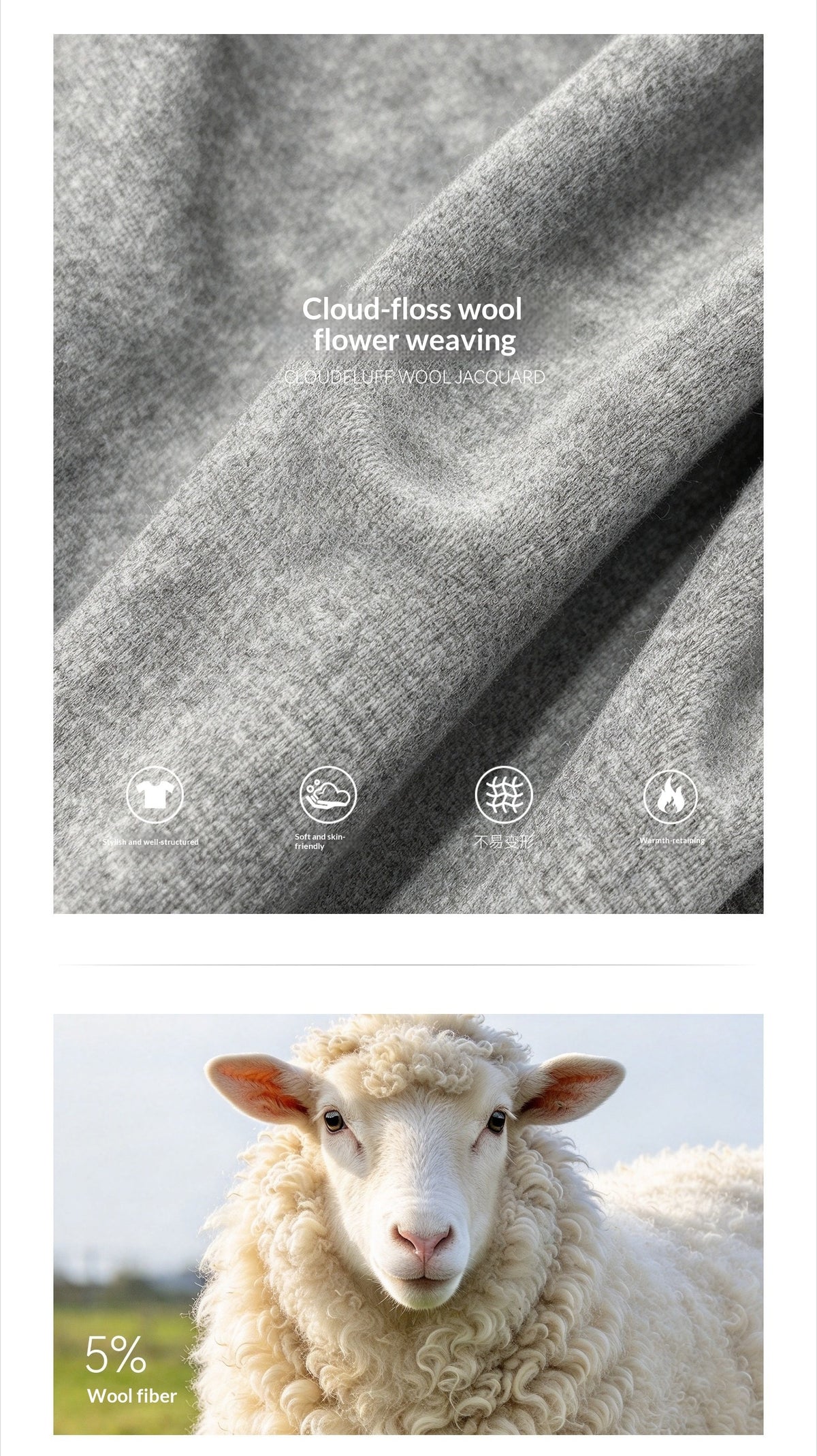AOMALM - Paris Gray 3D Flower Knit Cardigan