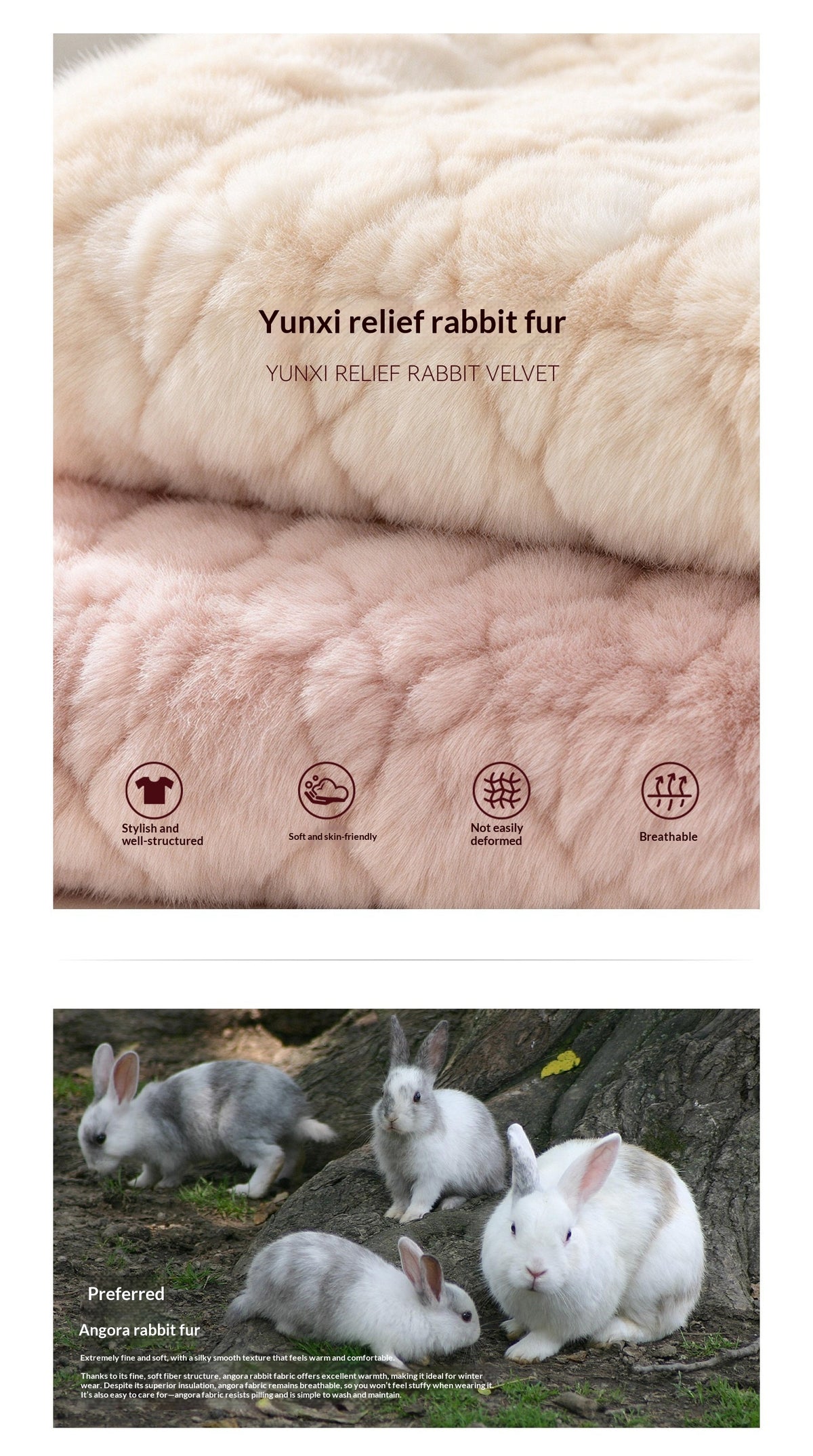 AOMALM - Cloud White Rabbit Fur Cropped Coat