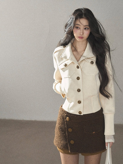 AOMALM - Roasted Pecan Low-Rise Wool-Look Skort