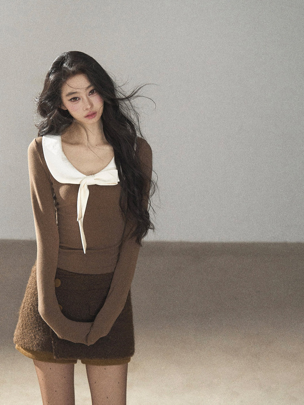 AOMALM - Roasted Pecan Low-Rise Wool-Look Skort