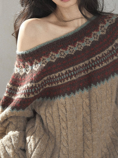 AOMALM - Mocha Musk Fair Isle Wool-Blend Sweater