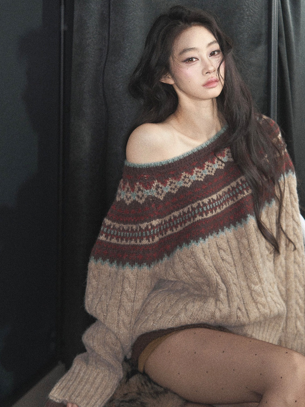 AOMALM - Mocha Musk Fair Isle Wool-Blend Sweater