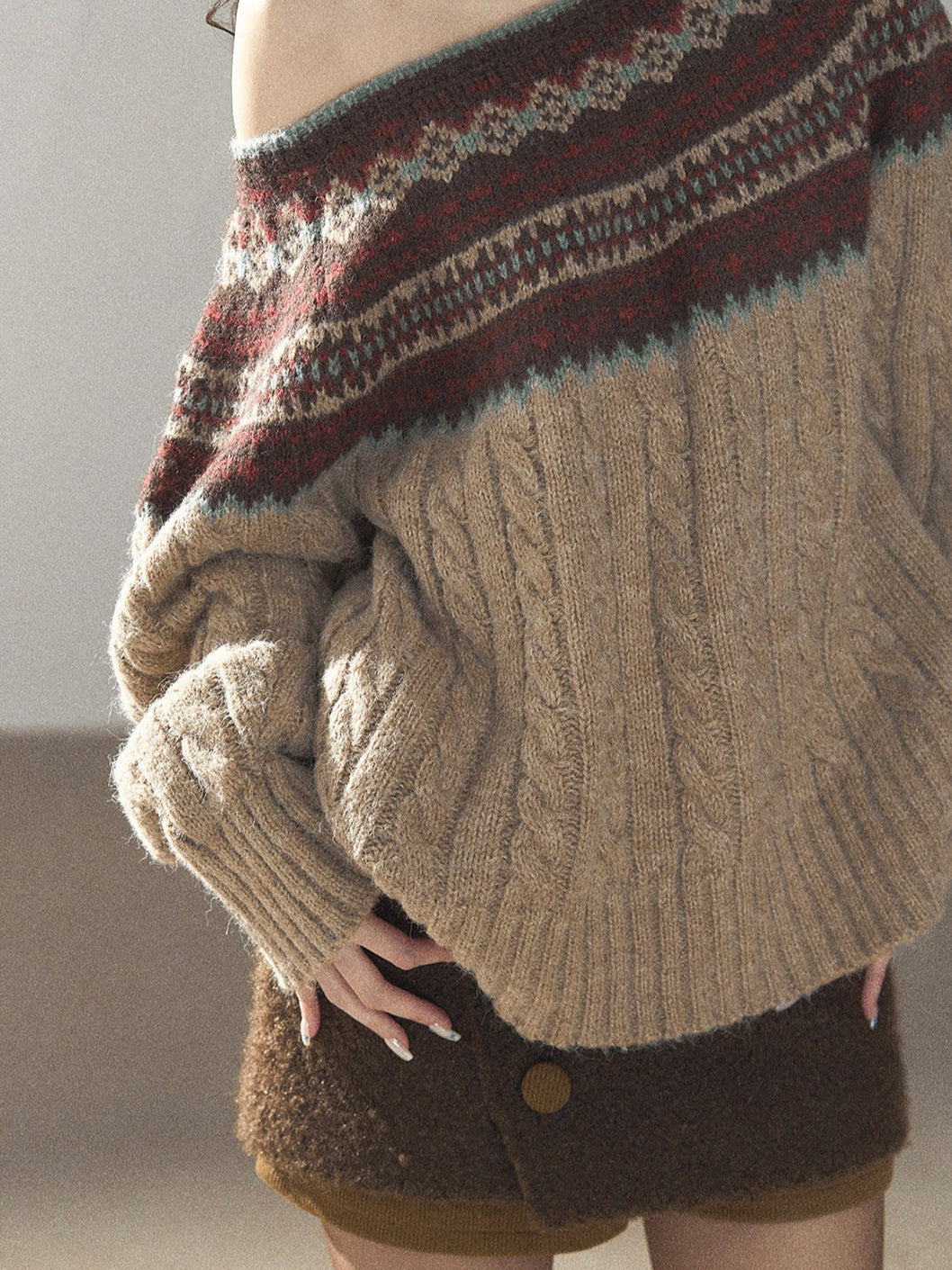 AOMALM - Mocha Musk Fair Isle Wool-Blend Sweater