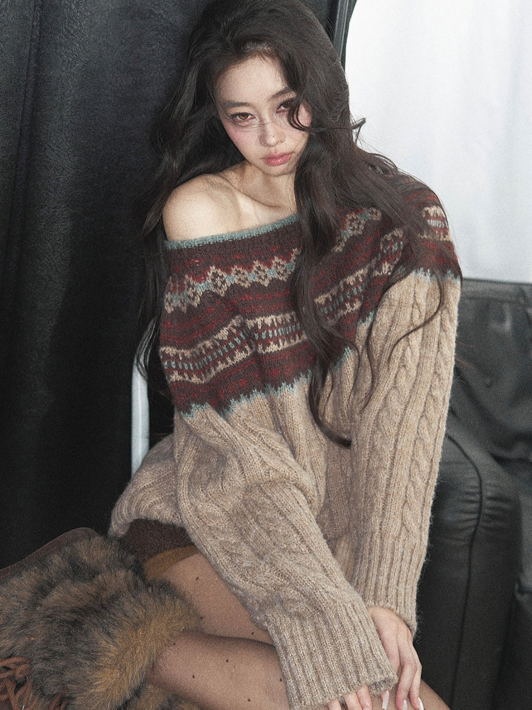 AOMALM - Mocha Musk Fair Isle Wool-Blend Sweater