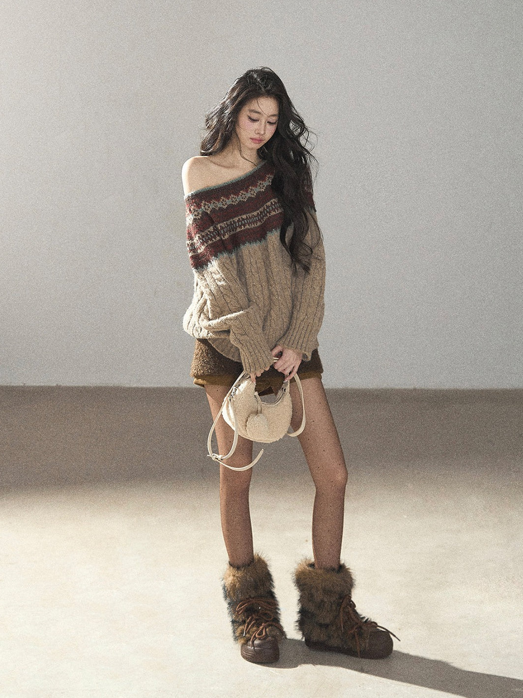 AOMALM - Mocha Musk Fair Isle Wool-Blend Sweater
