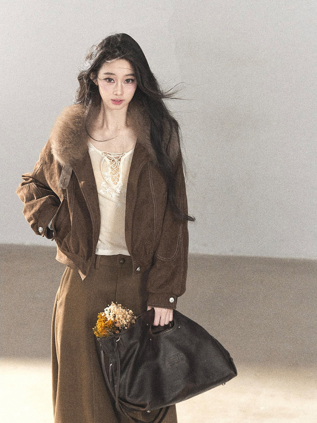 AOMALM - Antique Bronze Genuine Fox Fur Goose Down Parka