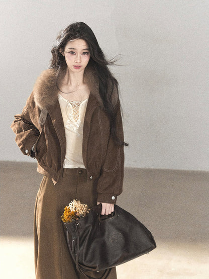 AOMALM - Antique Bronze Genuine Fox Fur Goose Down Parka