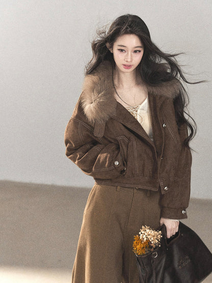 AOMALM - Antique Bronze Genuine Fox Fur Goose Down Parka
