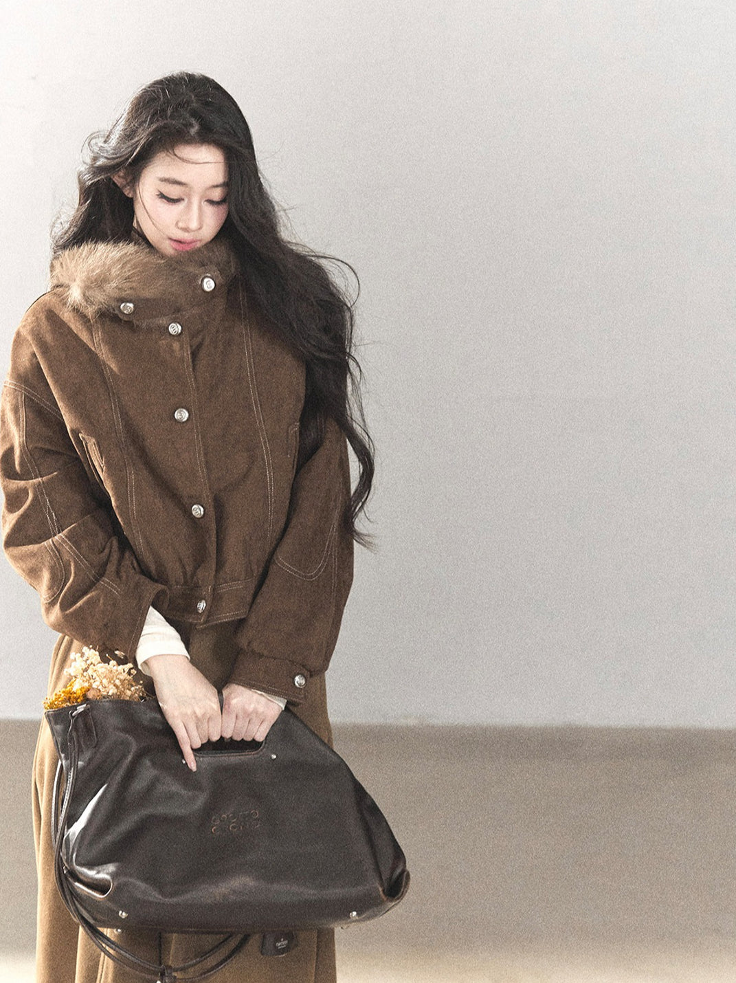 AOMALM - Antique Bronze Genuine Fox Fur Goose Down Parka