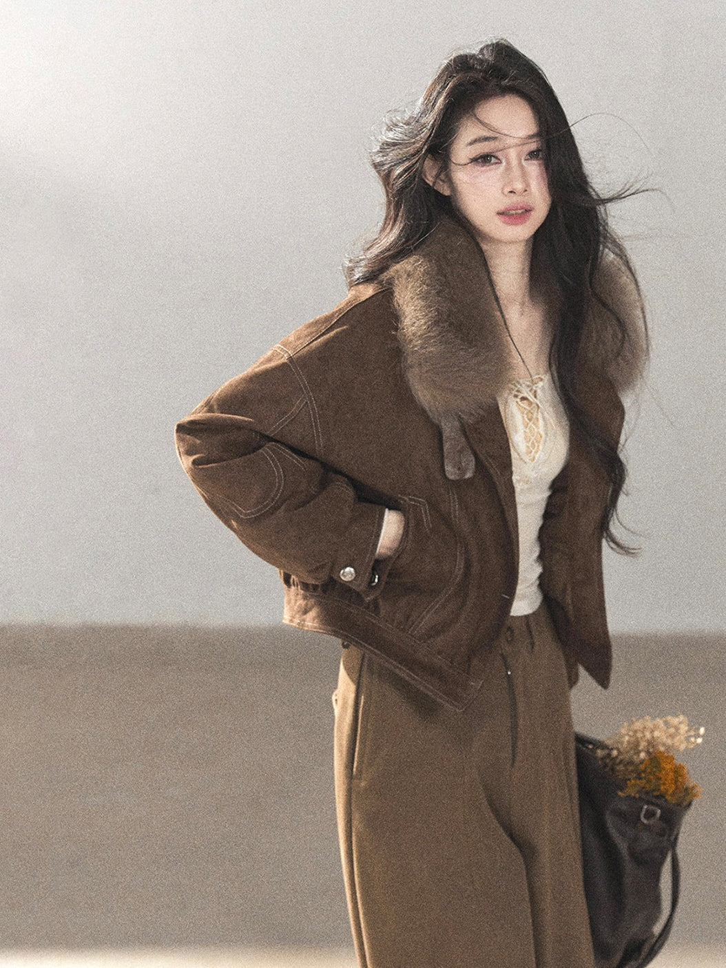 AOMALM - Antique Bronze Genuine Fox Fur Goose Down Parka