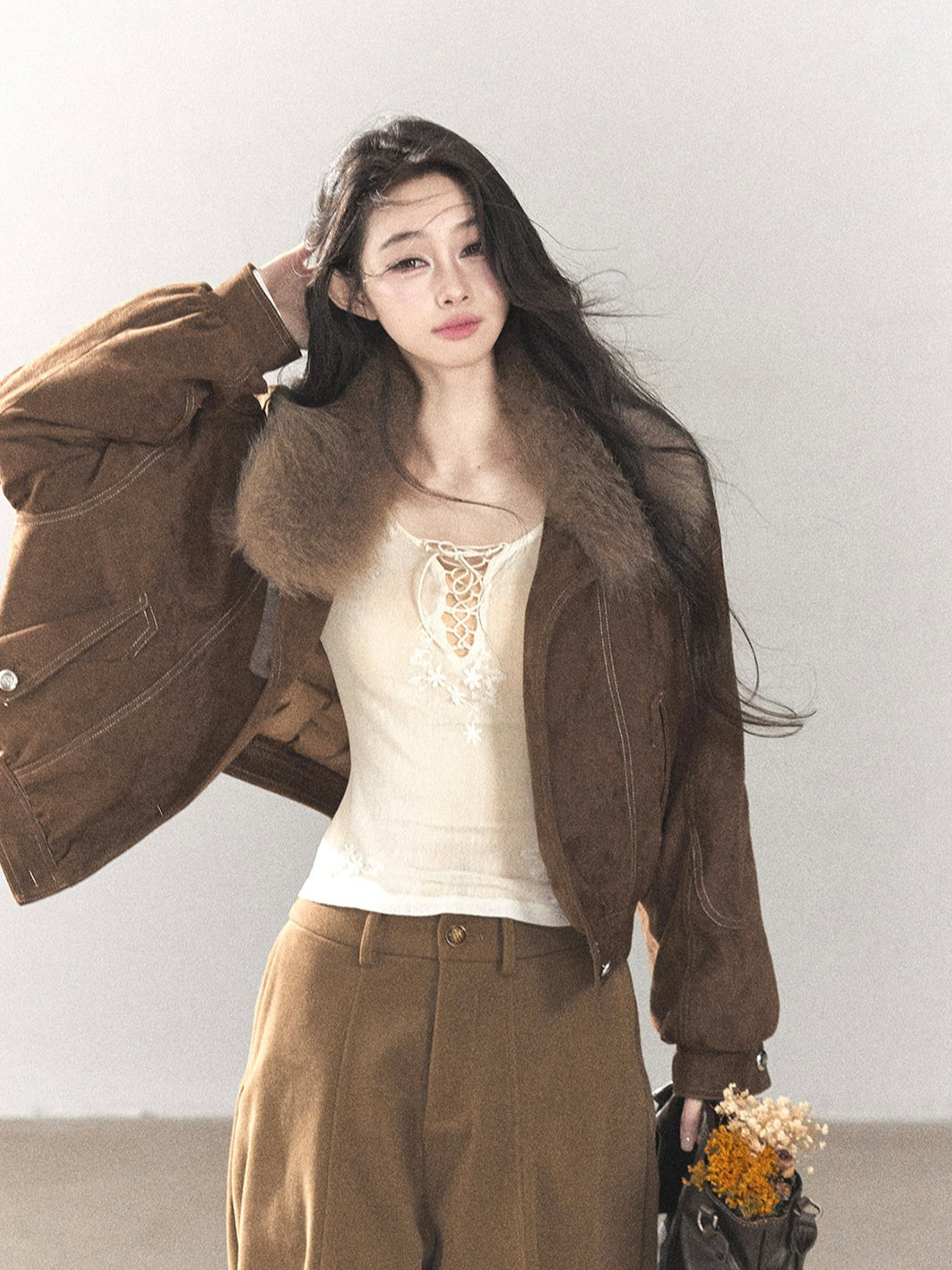 AOMALM - Antique Bronze Genuine Fox Fur Goose Down Parka