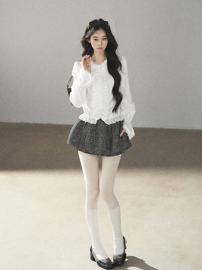 AOMALM - "Bluebells in Bloom" Pearl White Lace Blouse