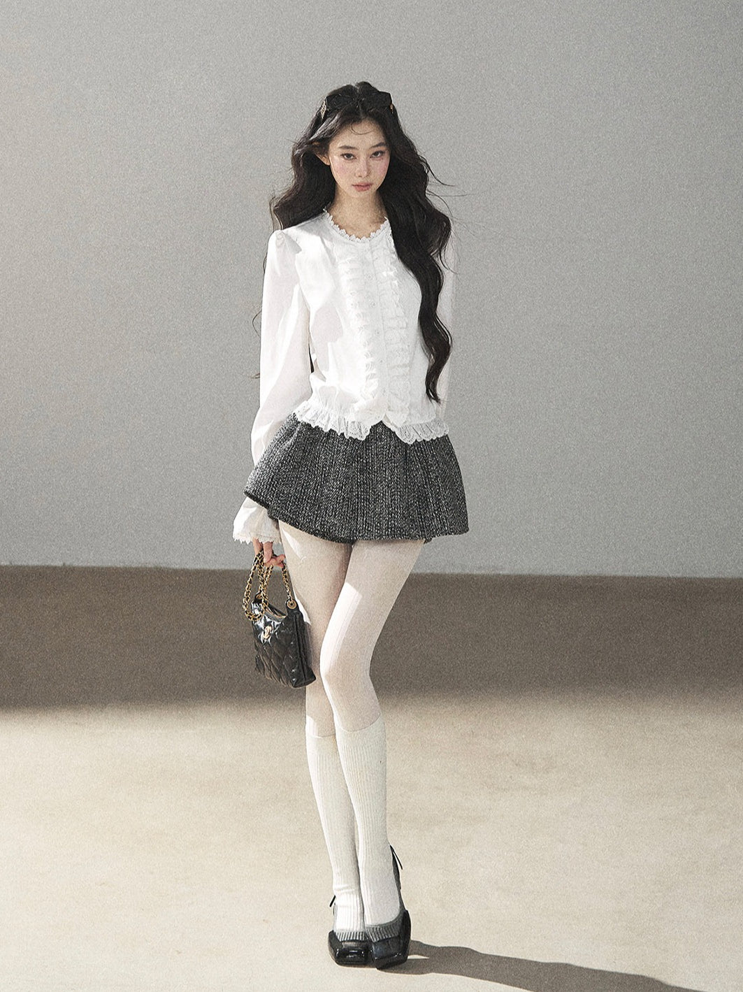 AOMALM - "Bluebells in Bloom" Pearl White Lace Blouse
