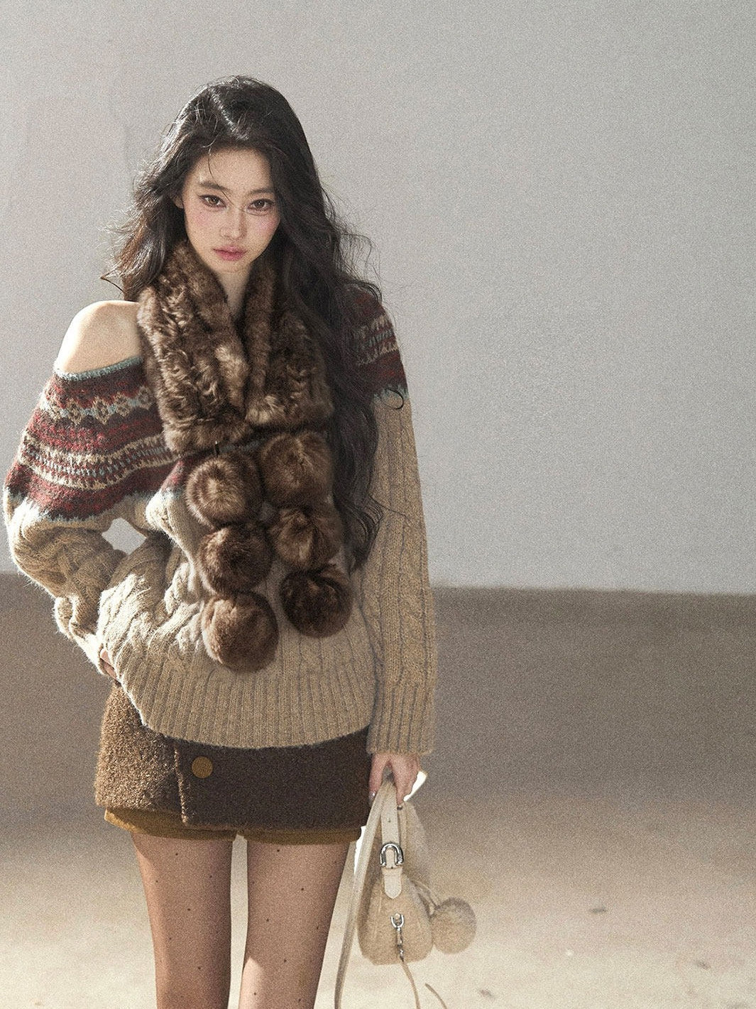 AOMALM - Real Fur Winter Scarf & Neck Warmer