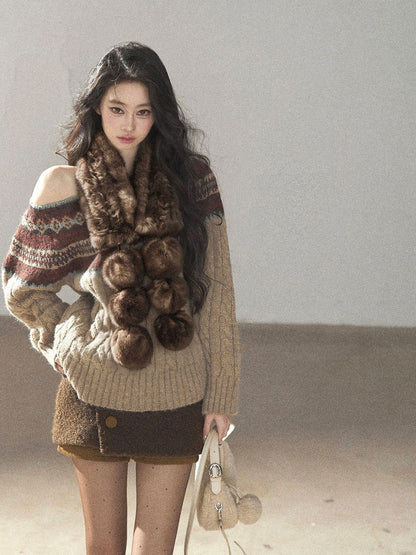 AOMALM - Real Fur Winter Scarf & Neck Warmer