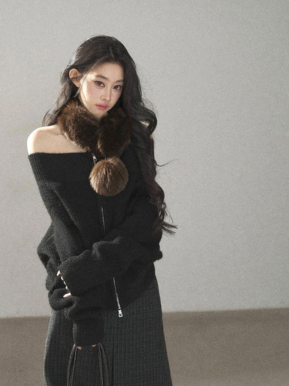 AOMALM - Real Fur Winter Scarf & Neck Warmer