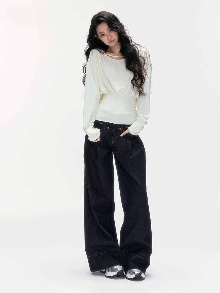 24olvides - Low-Rise Flare Jeans with Vintage Stud Details