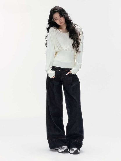 24olvides - Low-Rise Flare Jeans with Vintage Stud Details