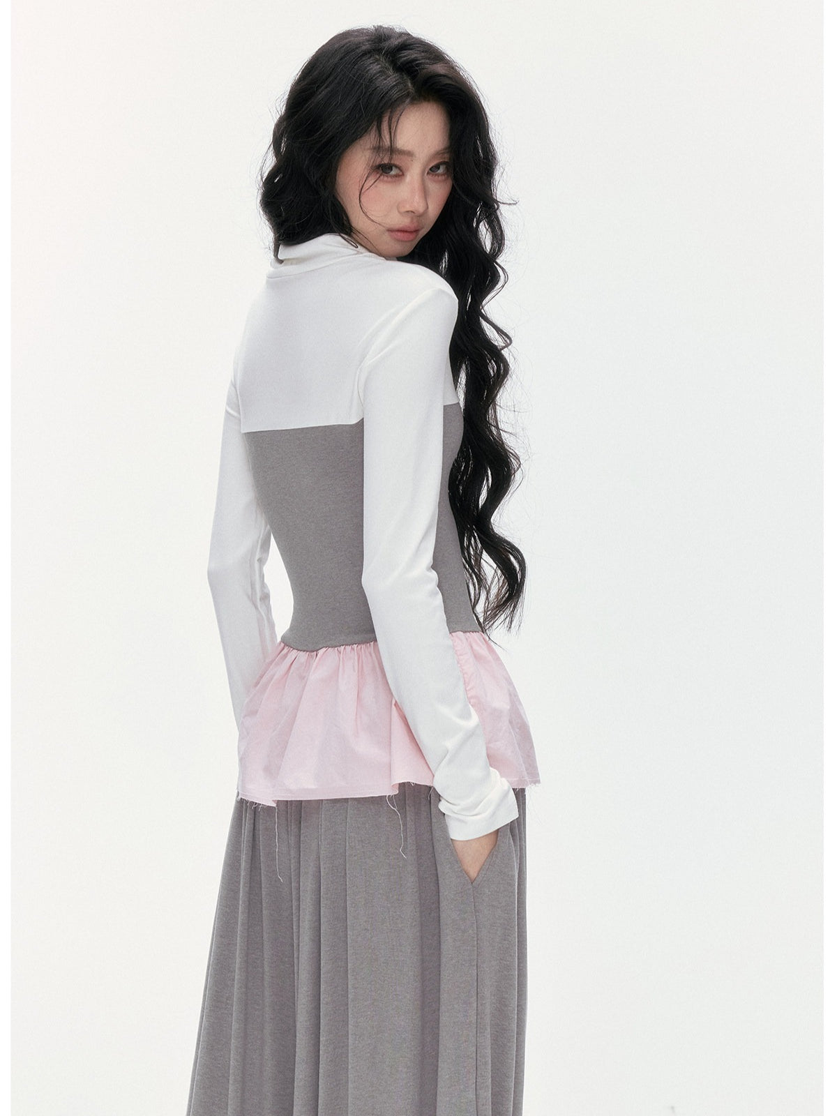 24olvides - Korean-Inspired Faux 3-Piece Top and Pants Set