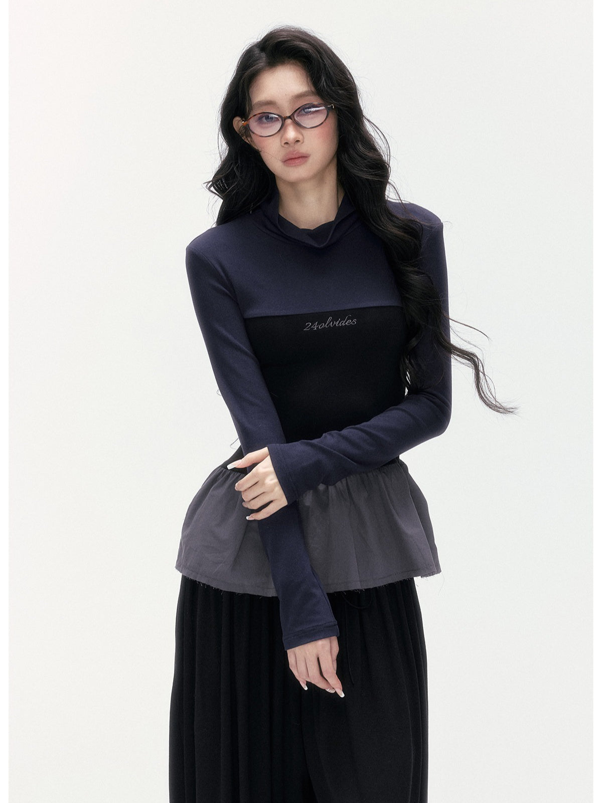 24olvides - Korean-Inspired Faux 3-Piece Top and Pants Set