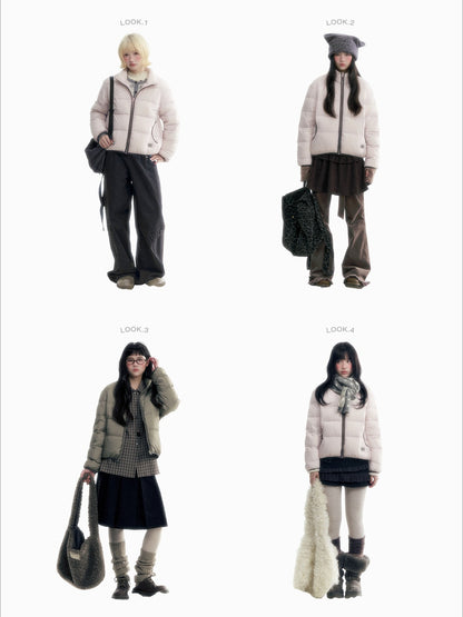 Horridale - Withered Grass Green Lightweight Cropped Down Jacket