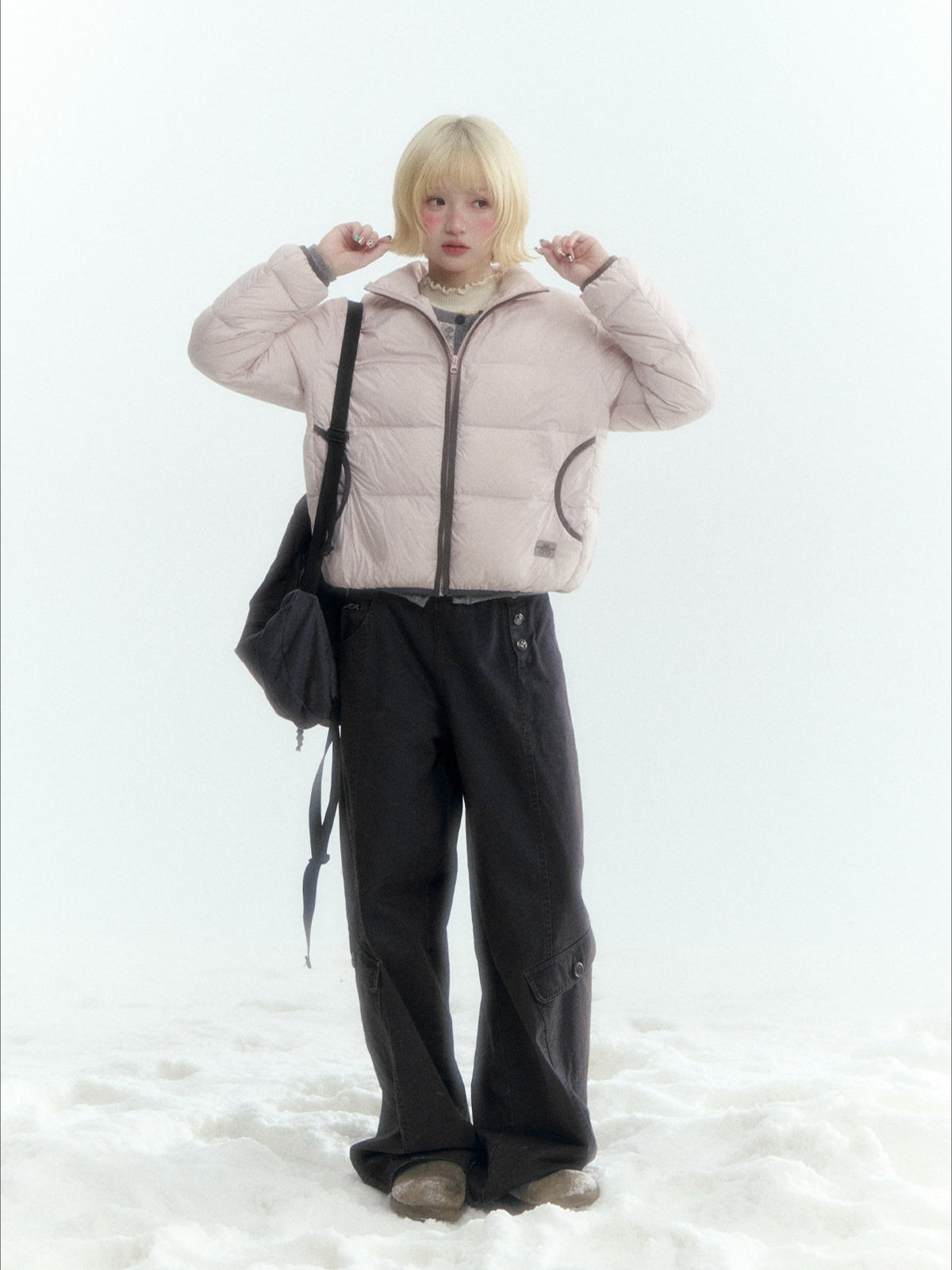 Horridale - Light Pink Lightweight Cropped Down Jacket