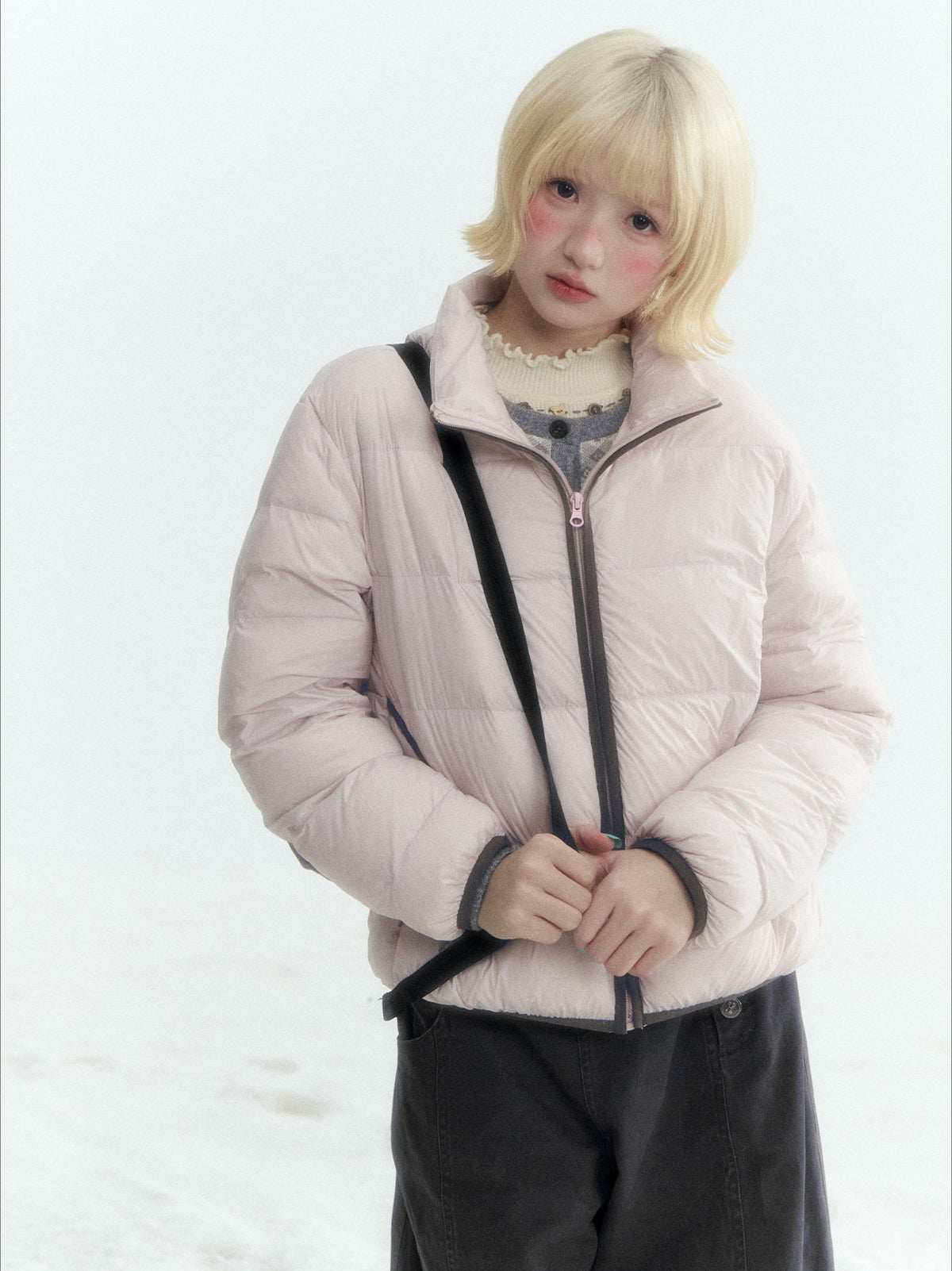 Horridale - Light Pink Lightweight Cropped Down Jacket