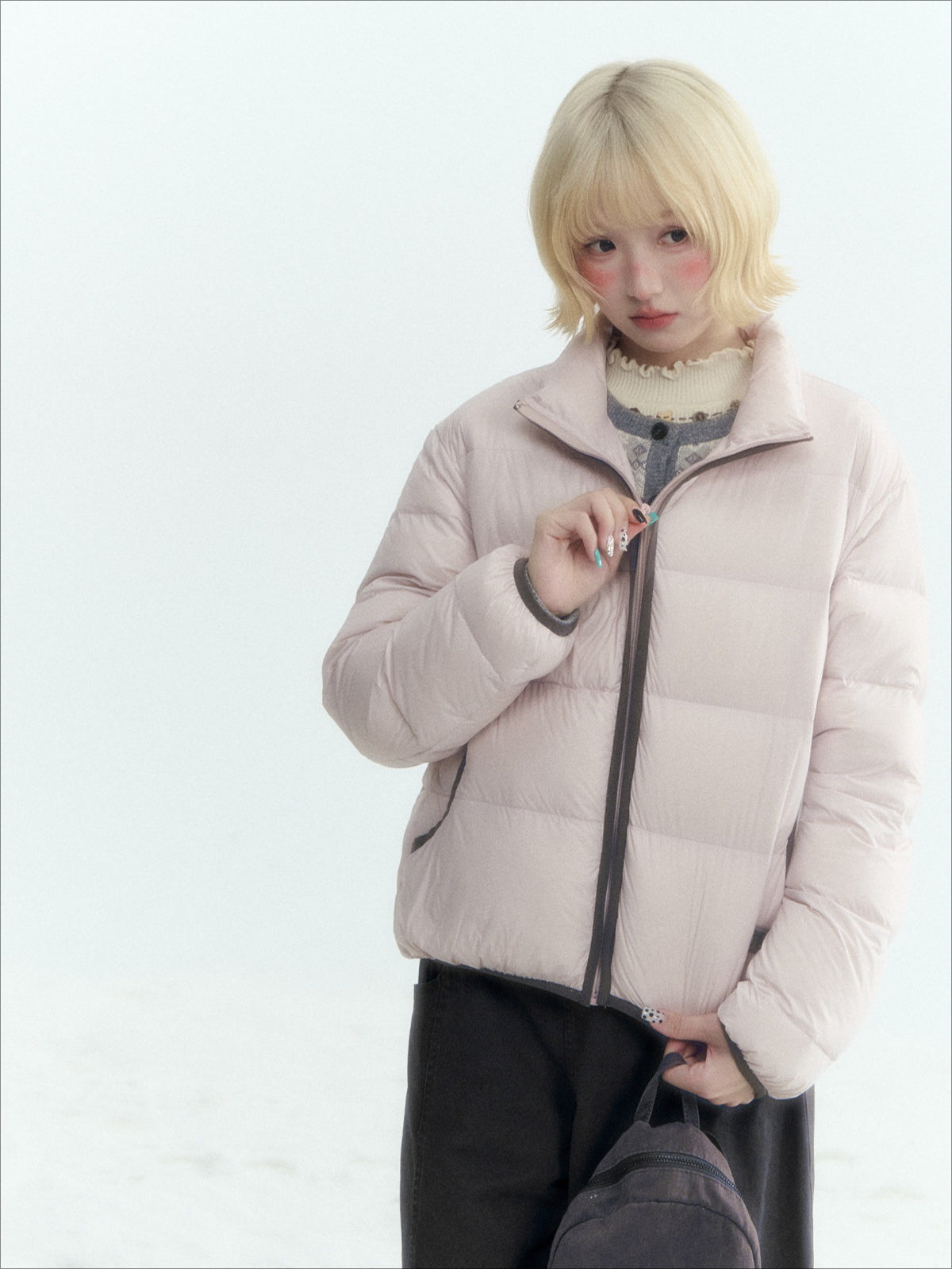 Horridale - Light Pink Lightweight Cropped Down Jacket