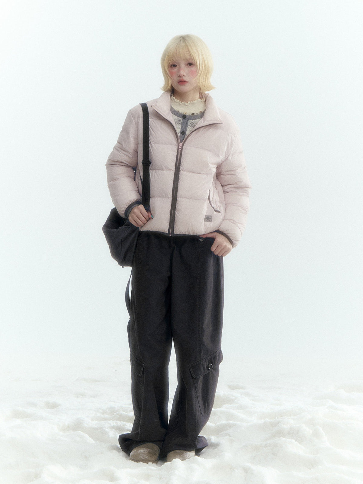 Horridale - Light Pink Lightweight Cropped Down Jacket