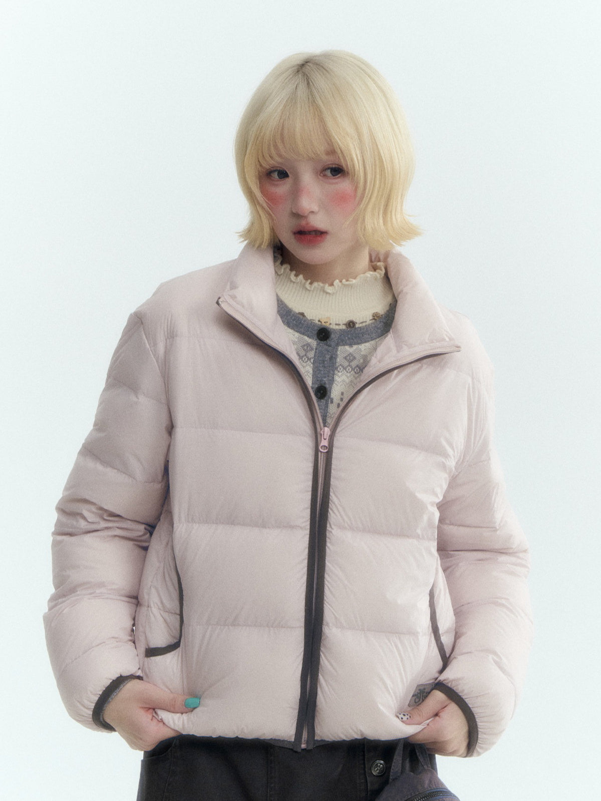 Horridale - Light Pink Lightweight Cropped Down Jacket