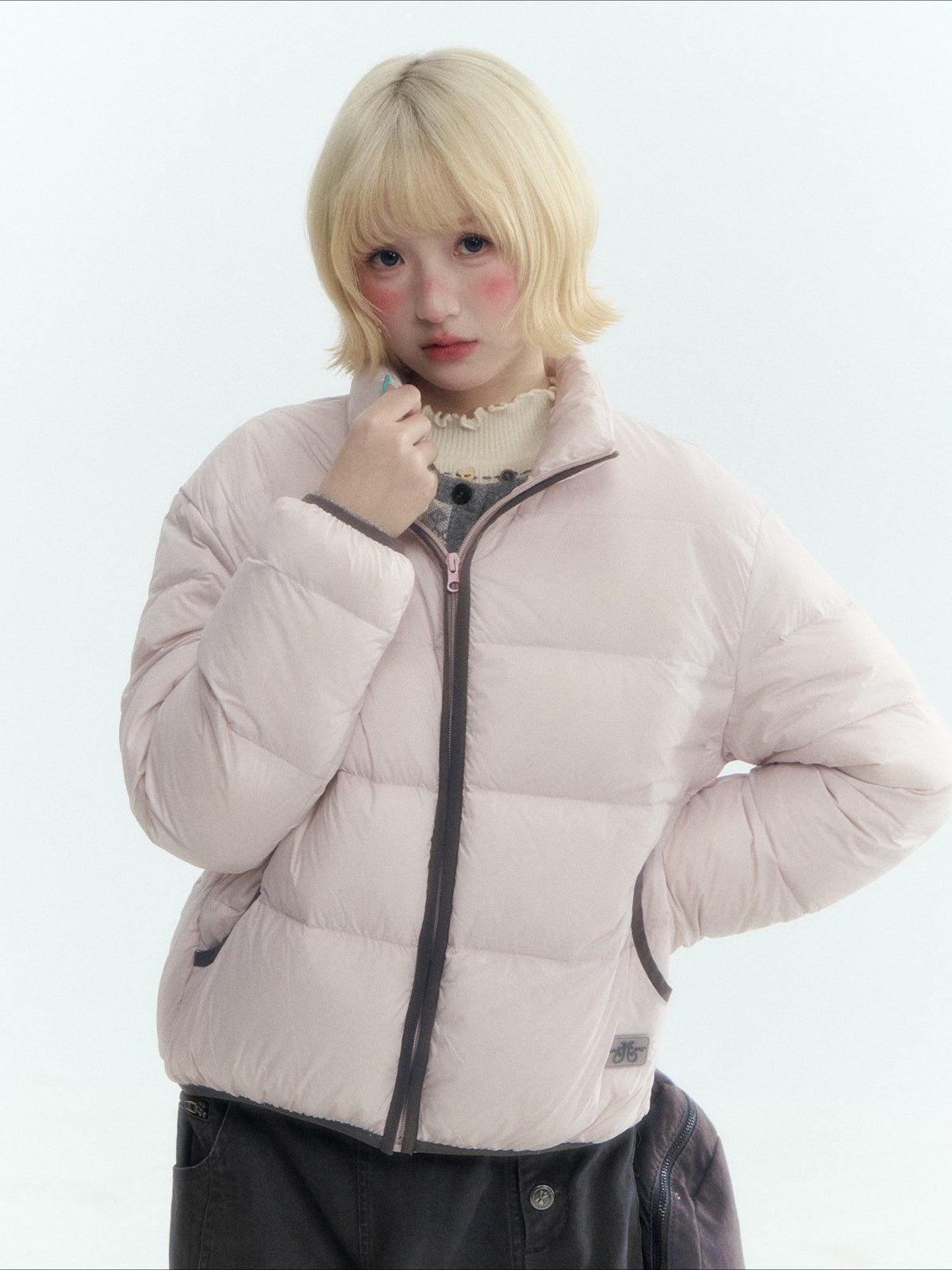 Horridale - Light Pink Lightweight Cropped Down Jacket