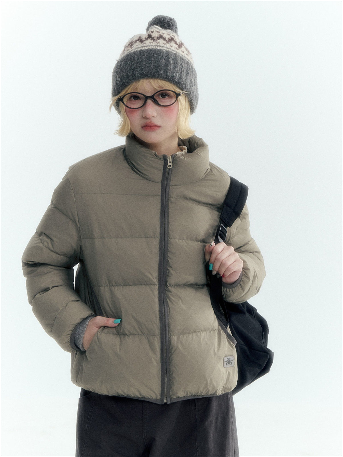 Horridale - Withered Grass Green Lightweight Cropped Down Jacket