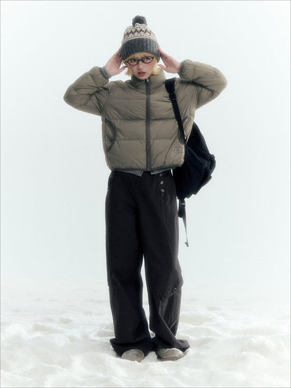 Horridale - Withered Grass Green Lightweight Cropped Down Jacket