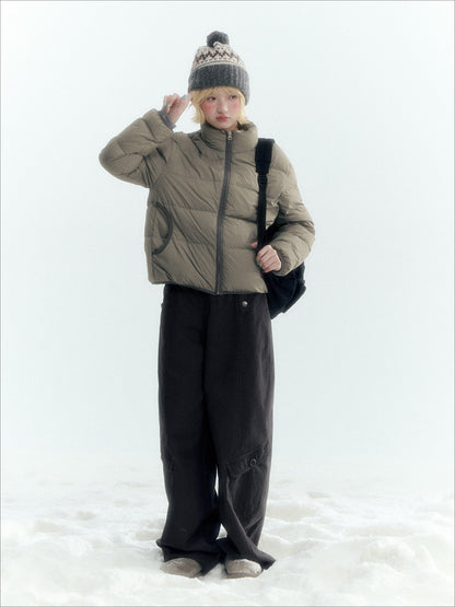 Horridale - Withered Grass Green Lightweight Cropped Down Jacket