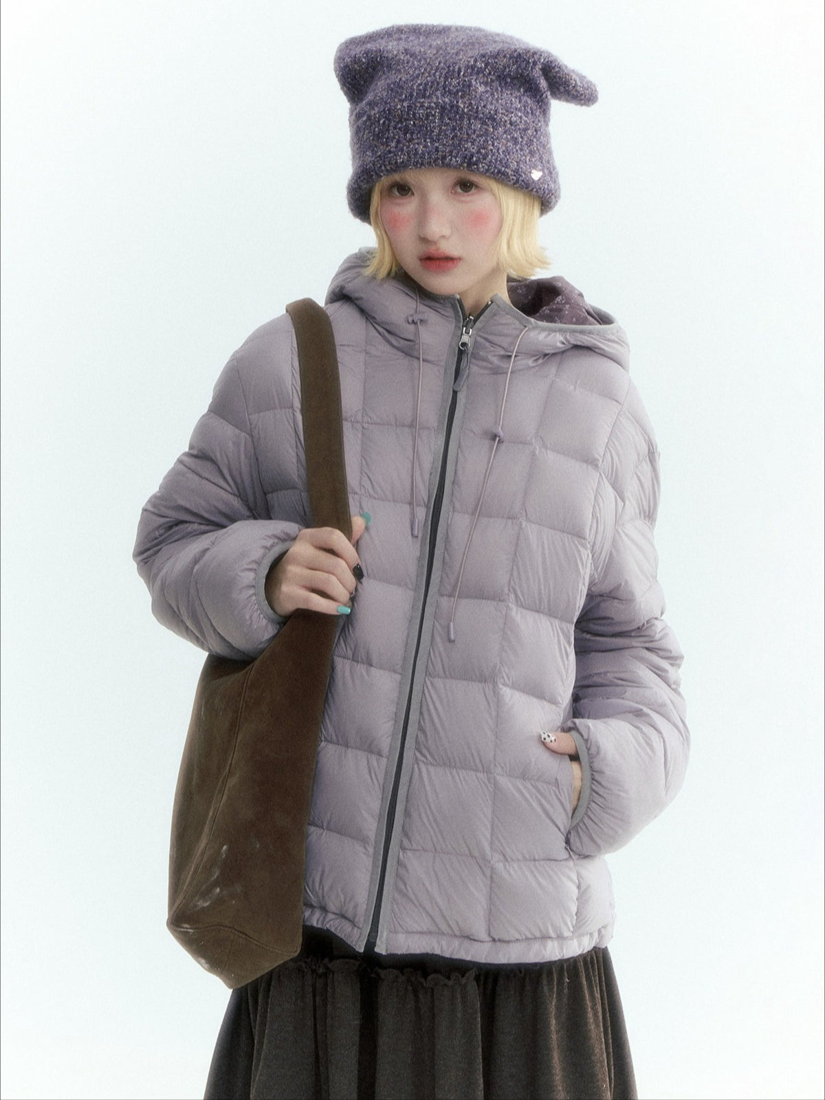 Horridale - Misty Purple Reversible Floral Hooded Down Jacket
