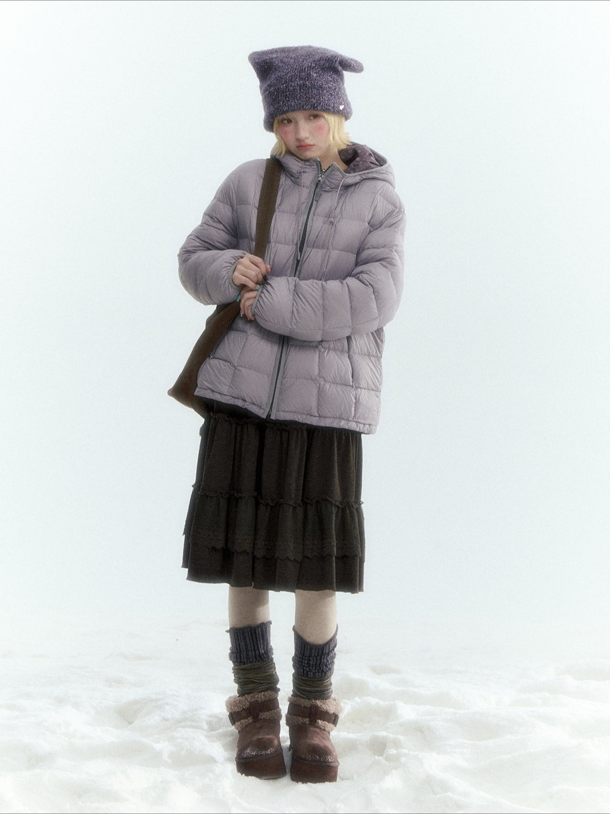 Horridale - Misty Purple Reversible Floral Hooded Down Jacket