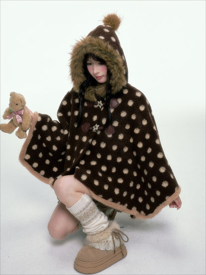 BIBIBENCY - Brown Faux-Wool Coat with Plush Polyester Lining
