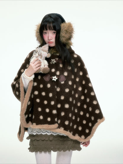 BIBIBENCY - Brown Faux-Wool Coat with Plush Polyester Lining