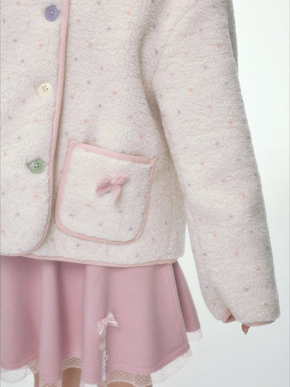 BIBIBENCY - Ivory Faux Shearling Cropped Jacket