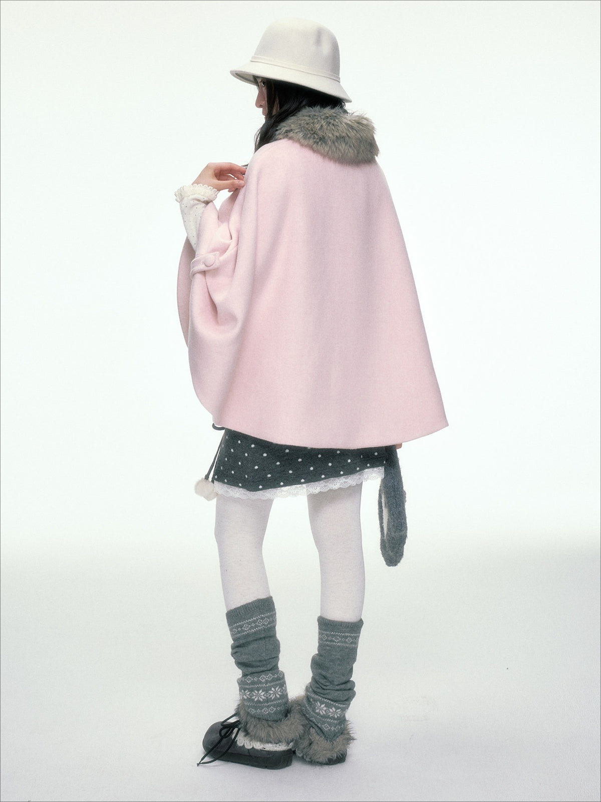 BIBIBENCY - Pink Wool-Blend Double-Breasted Coat