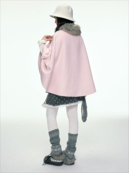 BIBIBENCY - Pink Wool-Blend Double-Breasted Coat