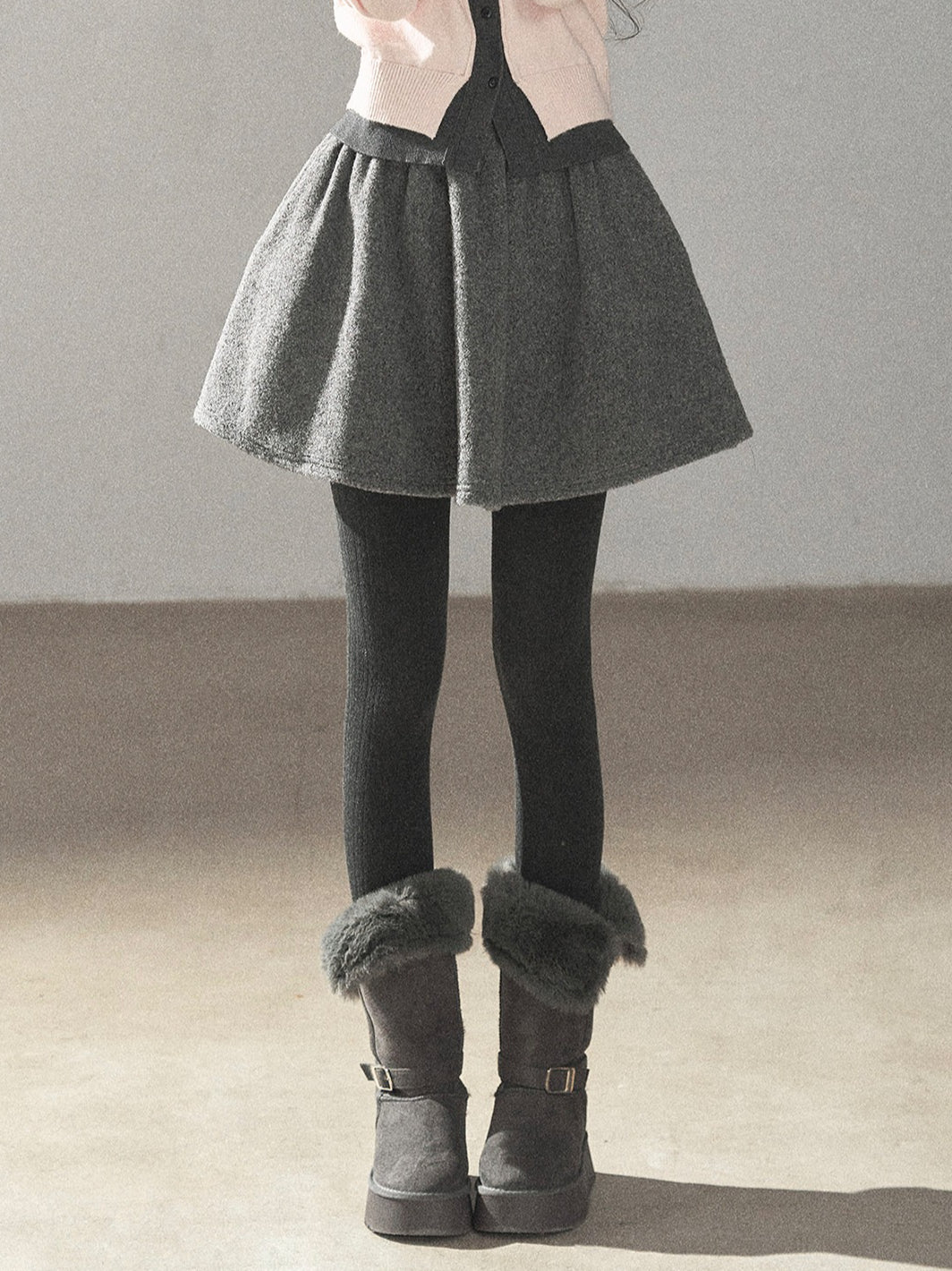AOMALM - "Winter Traces" Dark Heather Gray Pleated A-Line Mini Skirt